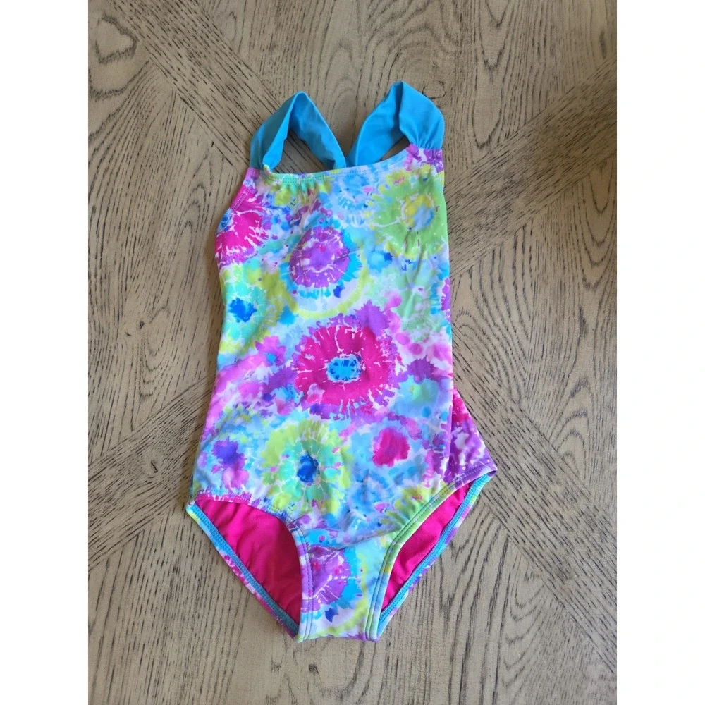 xhilaration Swimsuit Girls Kids Size Small Size 6 6X Tye Dye New One Piece